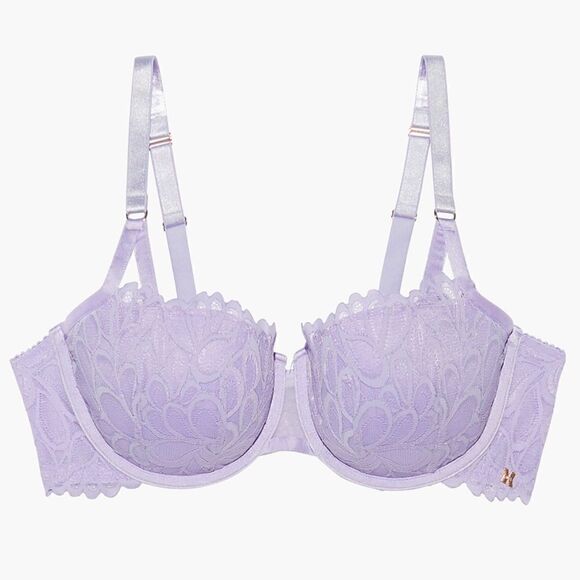 Savage X Fenty Savage Not Sorry Lightly Lined Lace Balconette Bra 38D Lavender - Picture 5 of 6